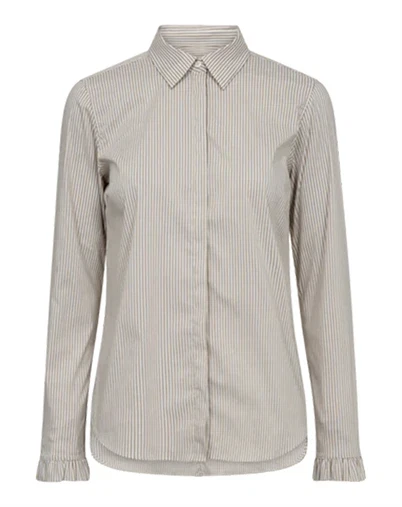 Mos Mosh - MMMattie Flip Stripe Skjorte - Safari 